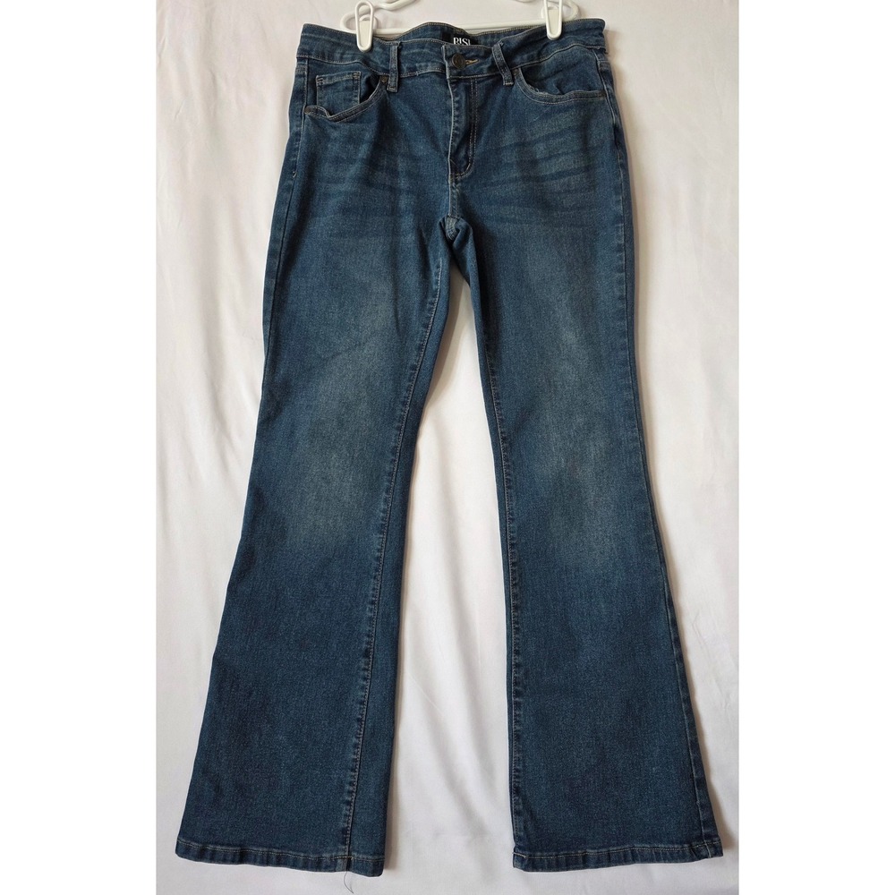 Rise Supply Co Womens Medium Wash 5 pocket kick Flared Jeans Size 9 Y2K